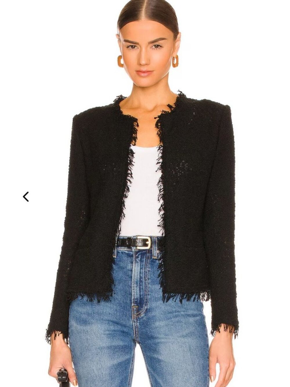 IRO Shavani Boucle knit Fringe Jacket Black - Size 38/ 4